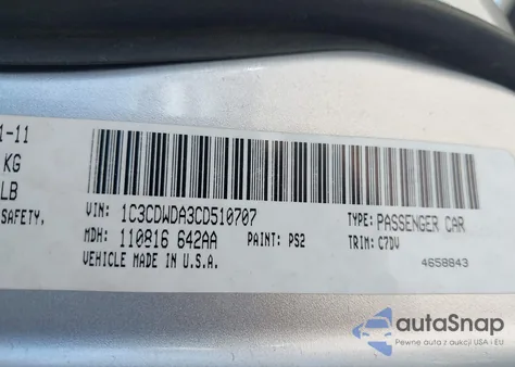 2012 Dodge Caliber Sxt z USA, uszkodzony, nr VIN 1C3CDWDA3CD510707